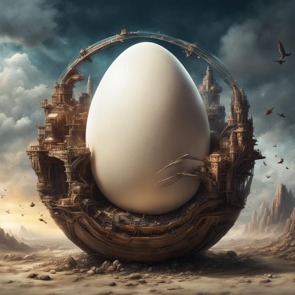 Epic World Hatching from an Egg: Digital Matte Painting