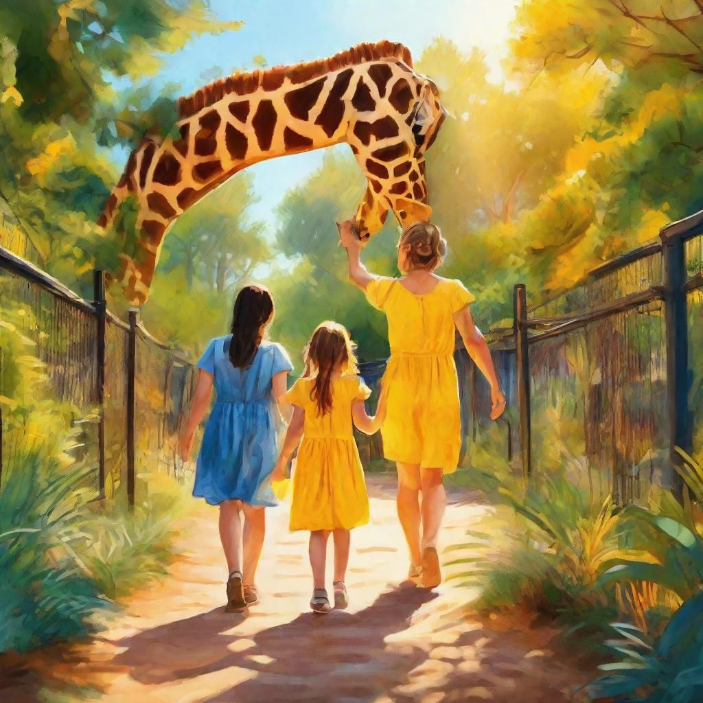 Girl with Down Syndrome at the Zoo: 3D Digital Art