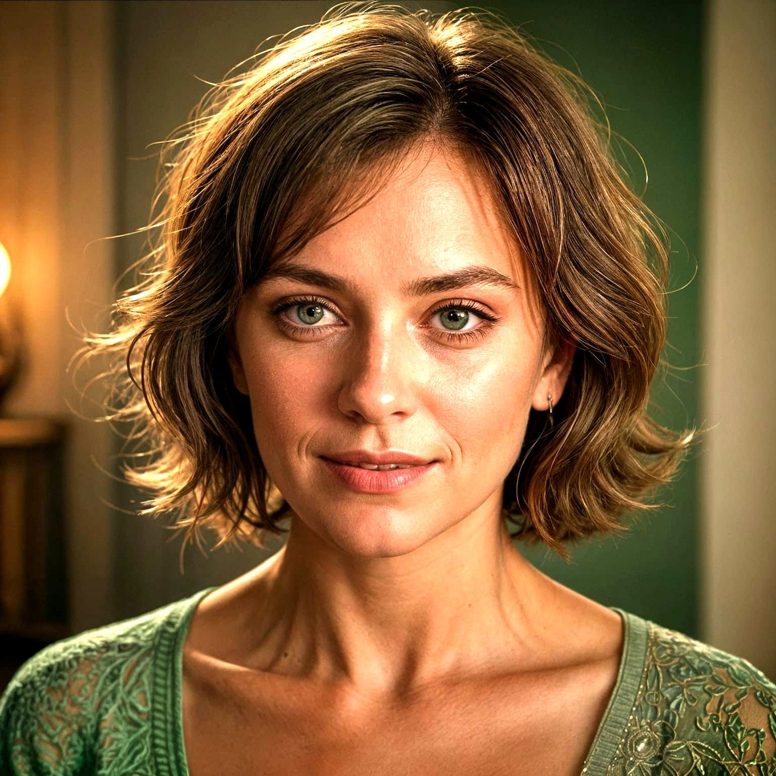 Elegant Auburn-Haired Woman with Seductive Gaze