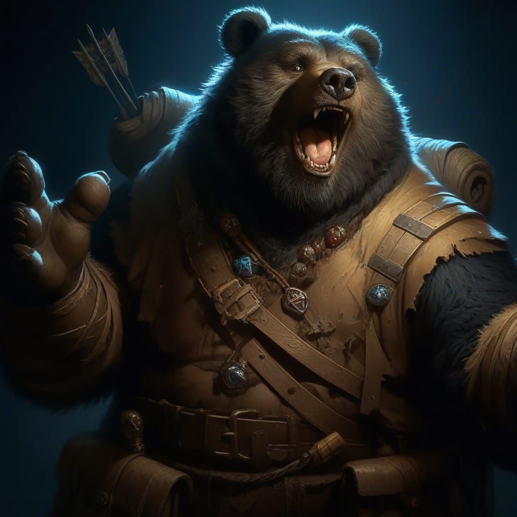 Grizzly Bear Barbarian Concept Art in Gothic Style