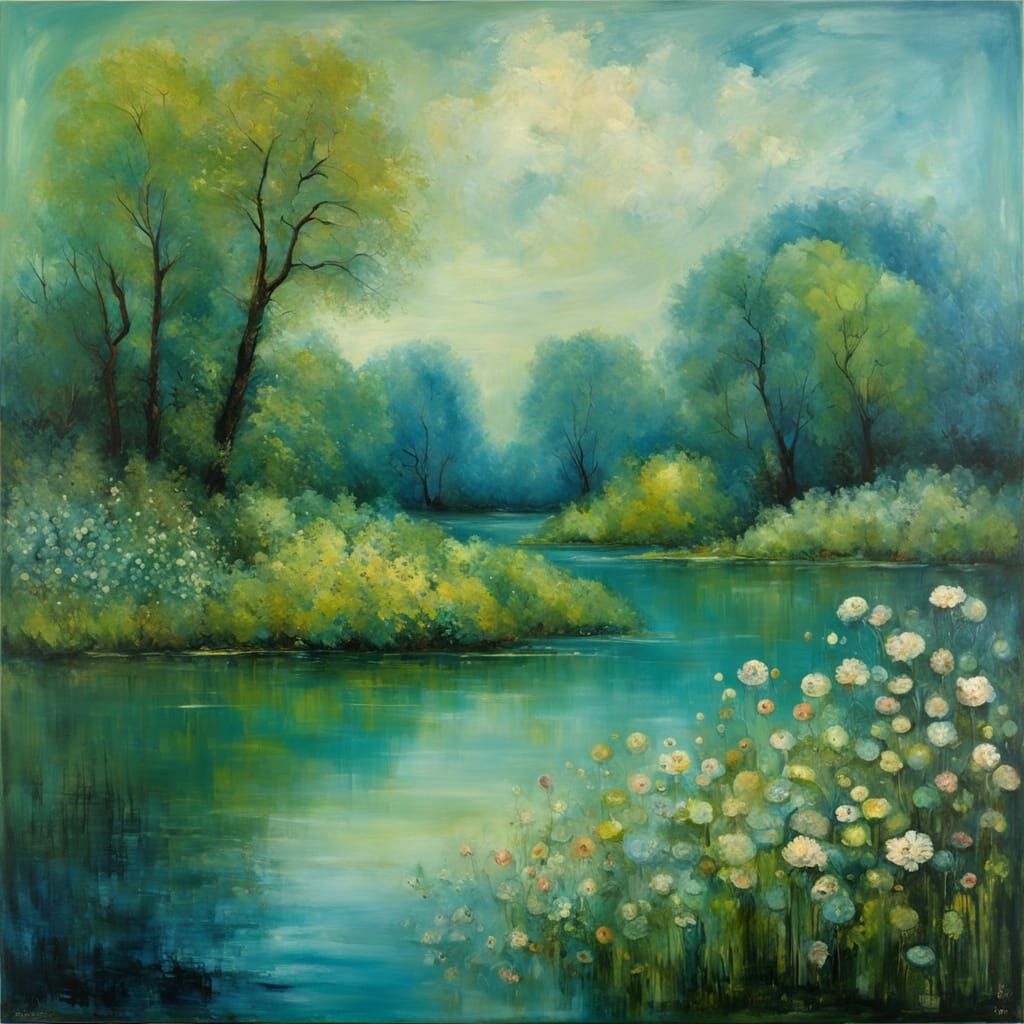 Green and blue lakeside