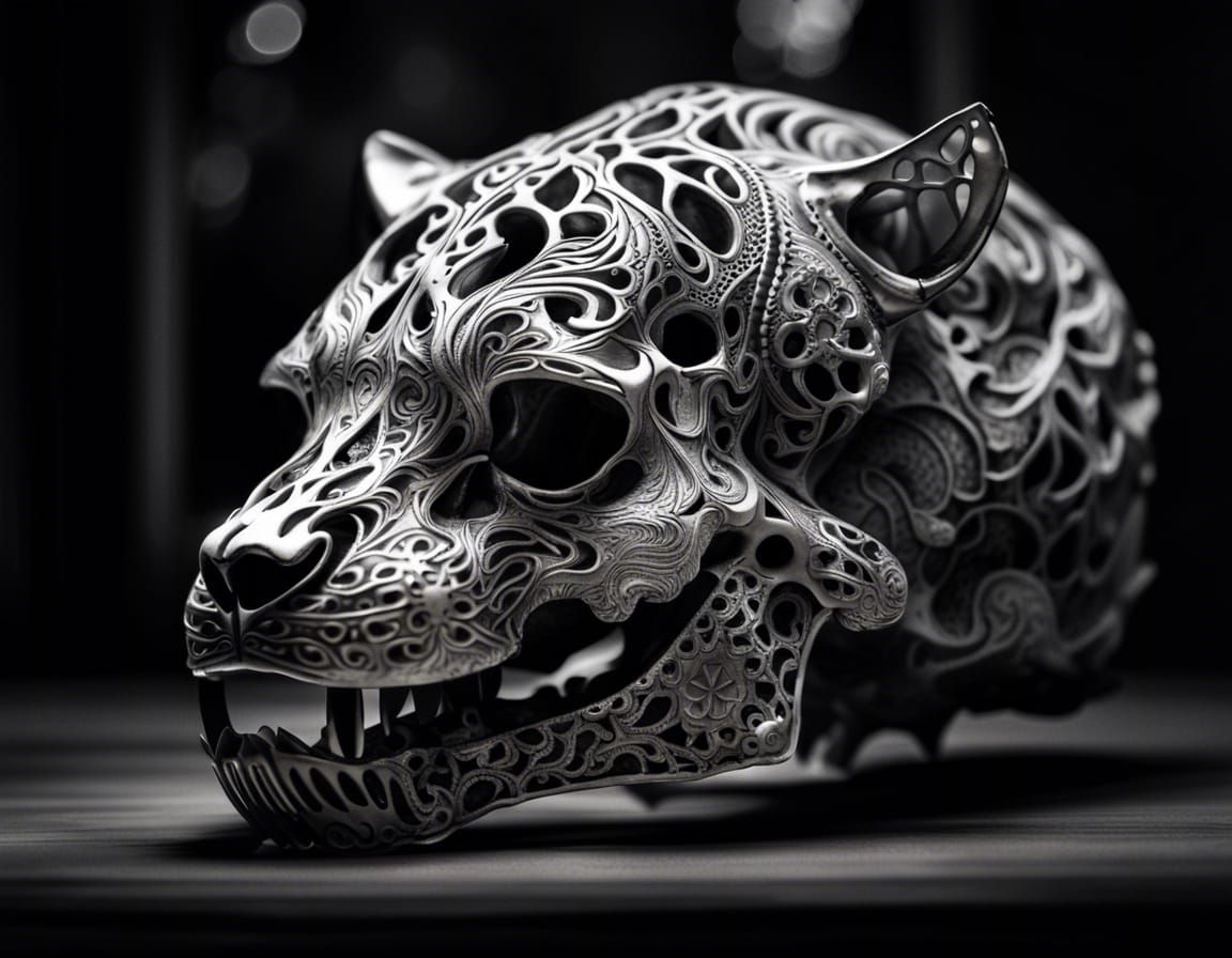 Sabertooth Skull: Vintage Black and White Photograph