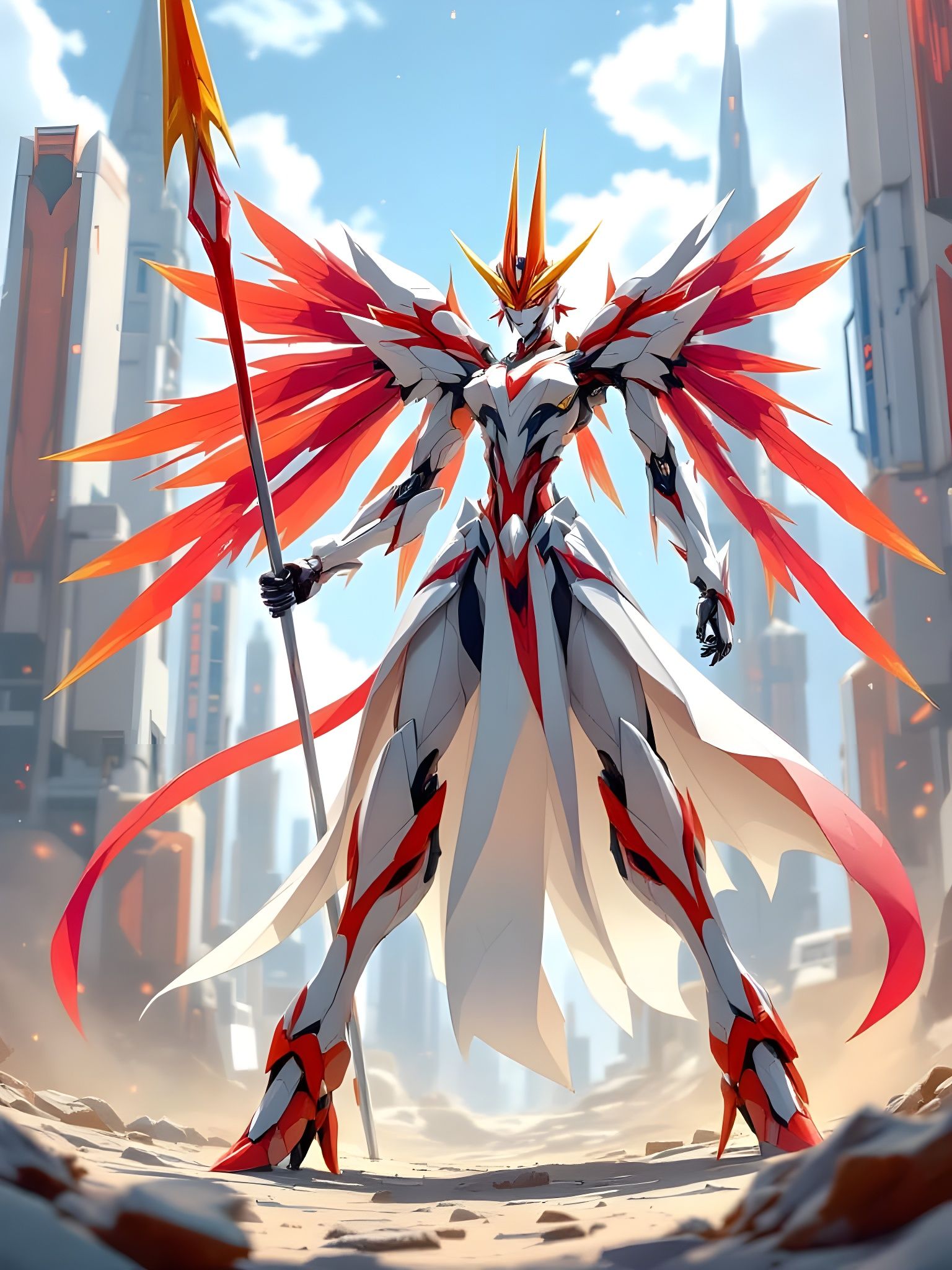 Strelitzia Mecha in Anime Style Fighting Pose