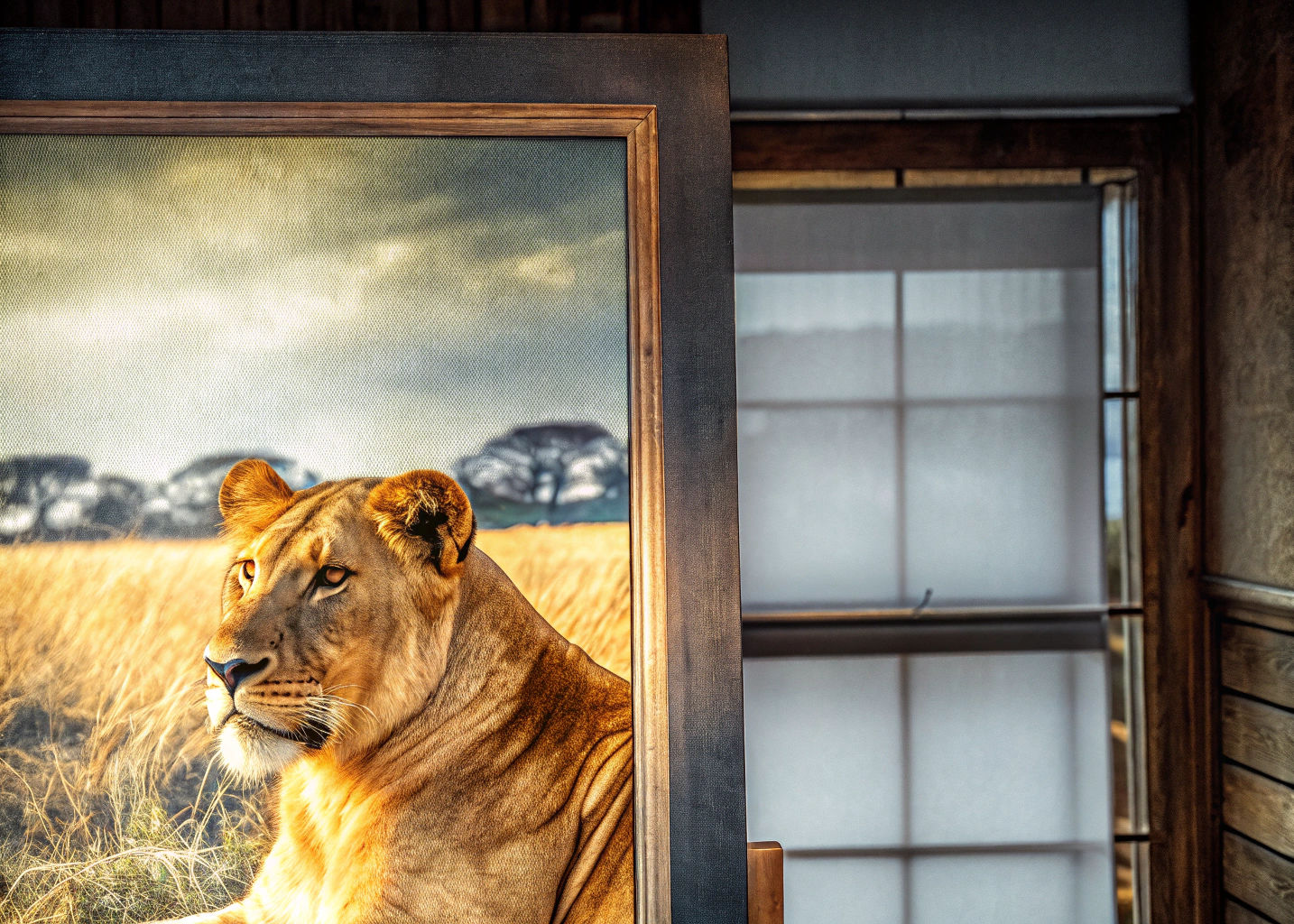 Lioness Resting in African Savannah, Kuhnert Style