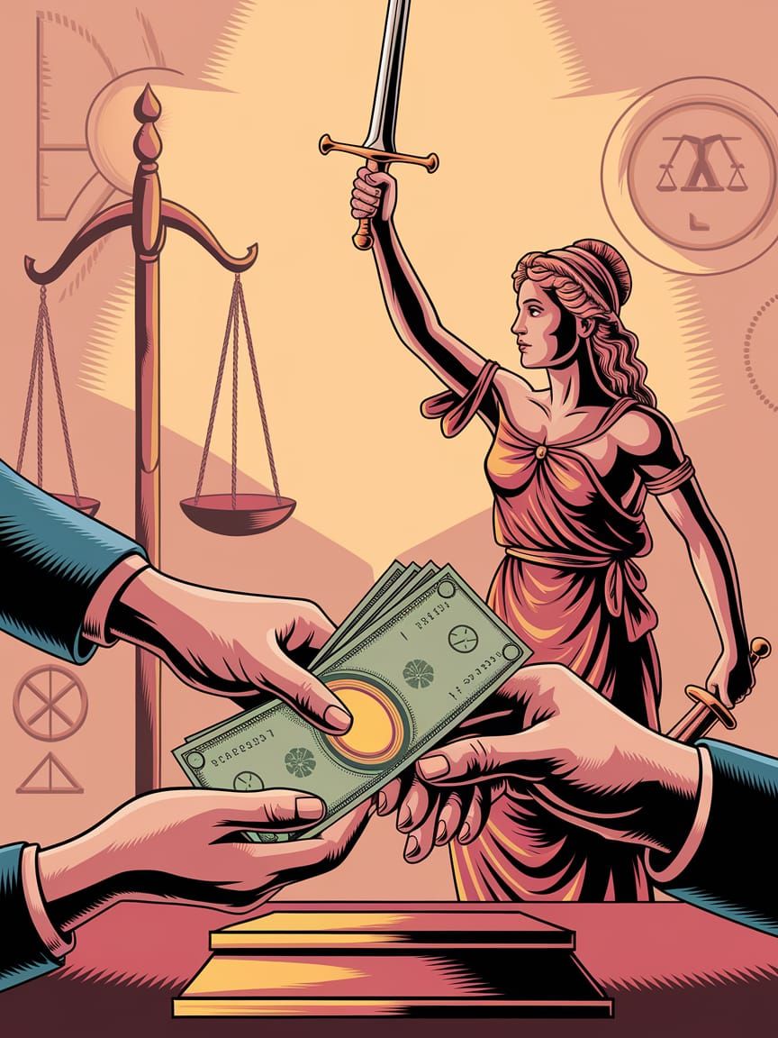 Goddess Themis Watches Over Financial Transactions with Swor...