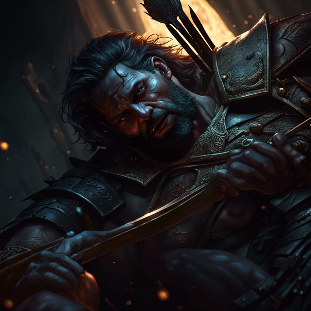 Sagittarius Wounded: Dark Fantasy Concept Art