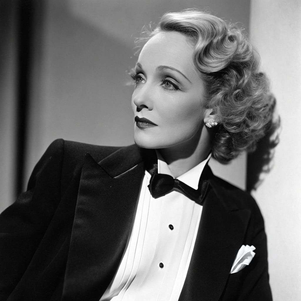 Glamorous Actress Dressed in Tuxedo