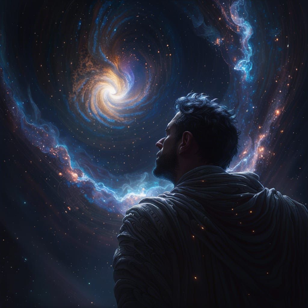 Celestial Giant in Space: A Hyperdetailed Dark Fantasy