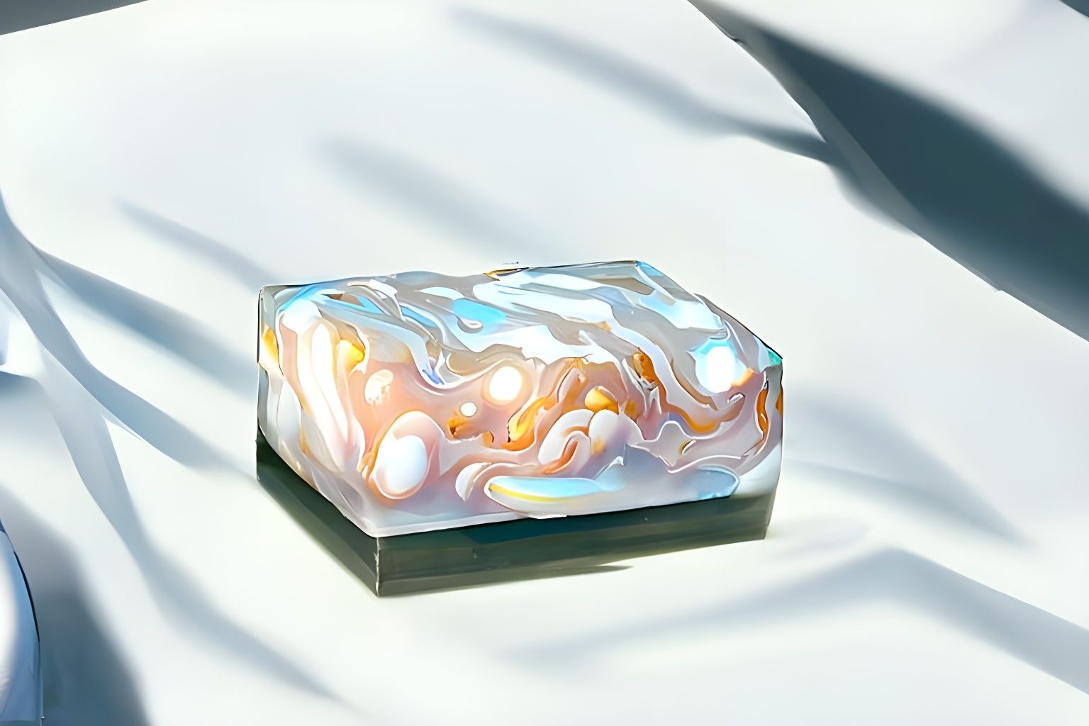 Hyperrealistic Marble Chunks in Ethereal Jelly Substance