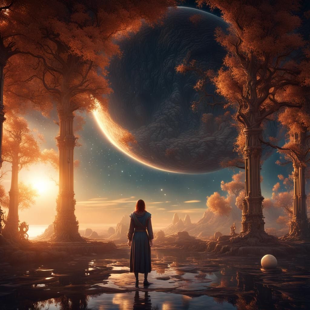 Cosmic Traveler: A Fantastical Matte Painting