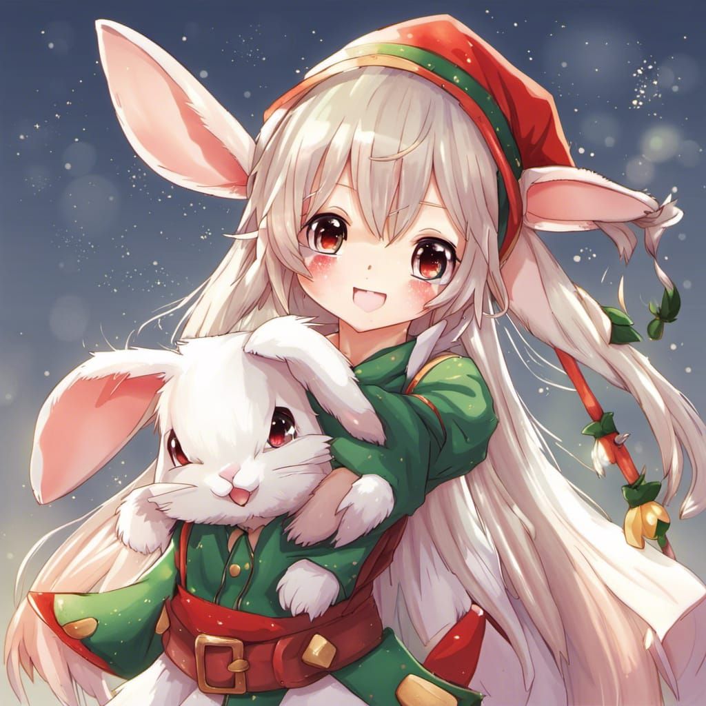 Cute Elf Rabbit Girl with Anime Style