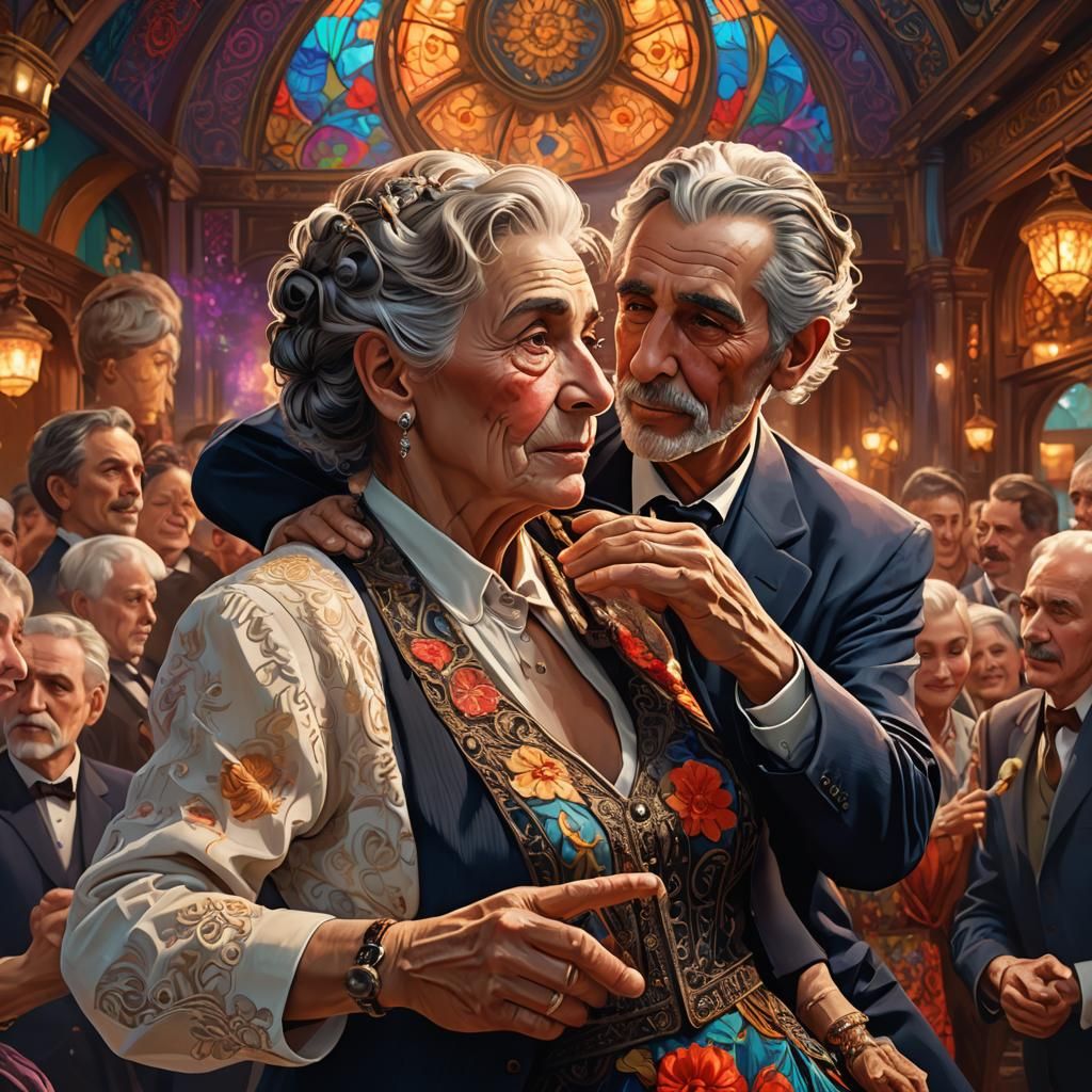 Elderly Argentine Couple Dancing Tango as Concept Art