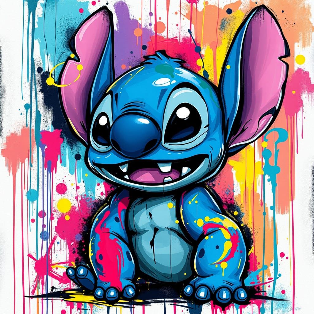 Colorful Graffiti Art of Disney's Stitch