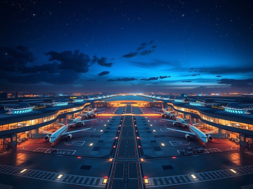 Futuristic Airport in Hyperrealistic Detail