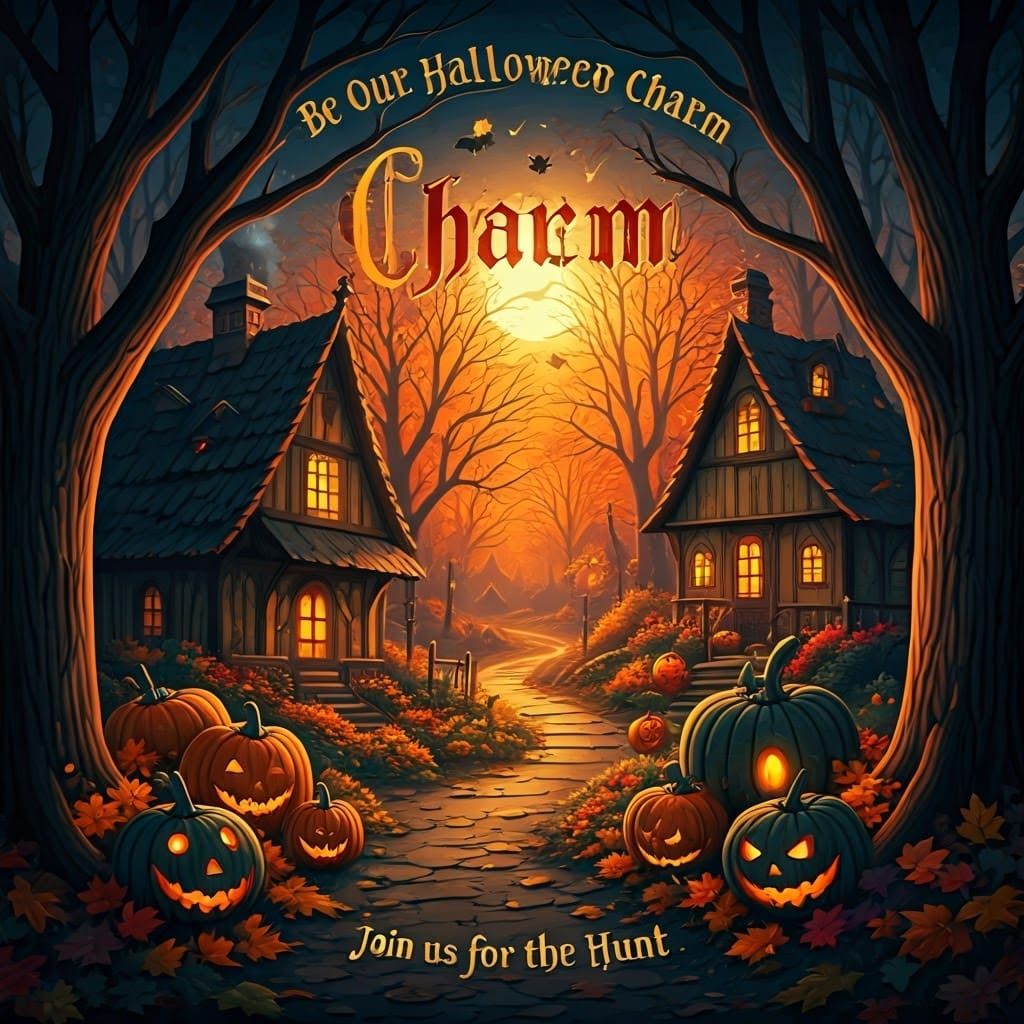 Charming Halloween Graphic Design with Autumnal Elements