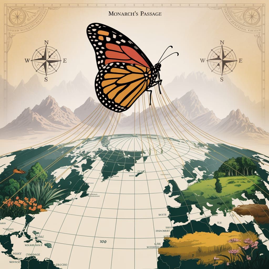 A map-like visualization of a butterfly’s journey across con...