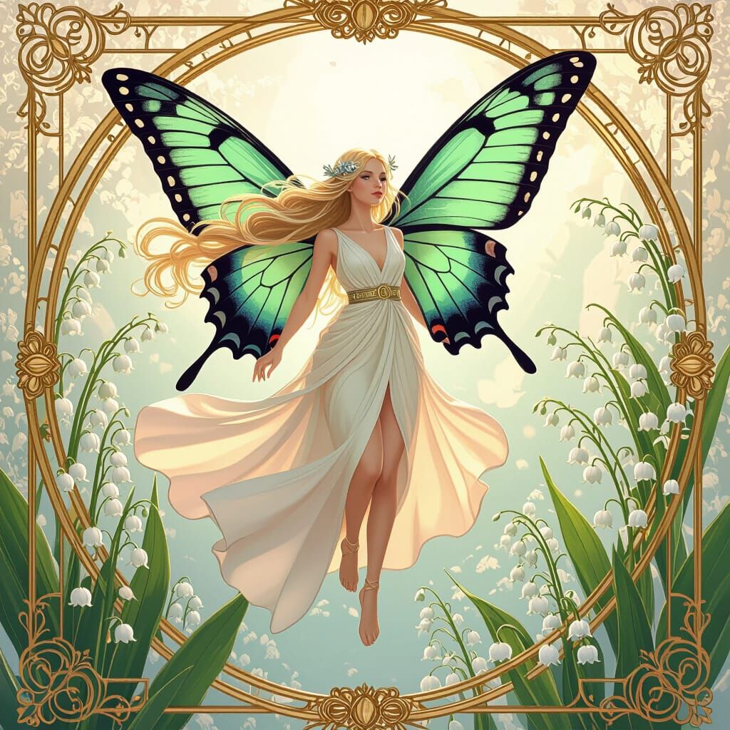 Spring Fairy with Butterfly Wings in Candy Art Style