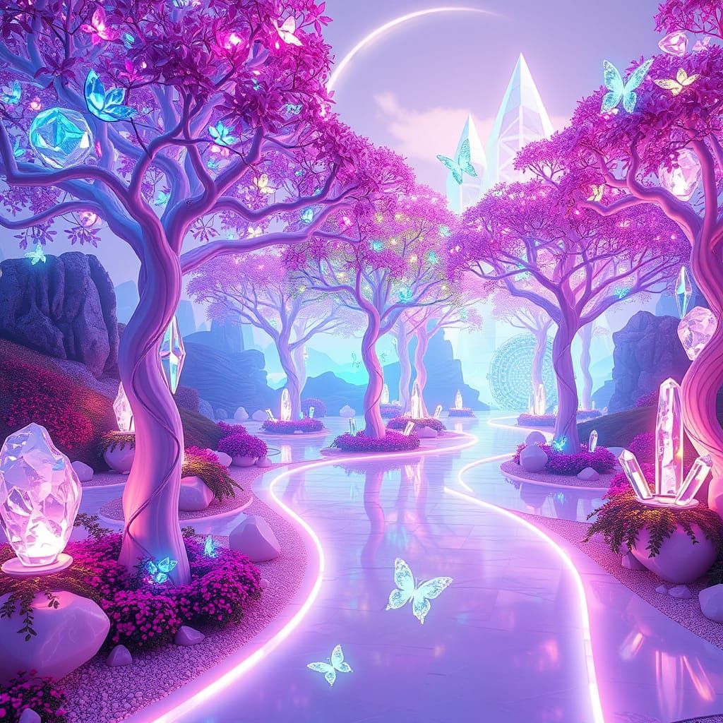 Diamond Trees in a Crystalline Botanical Garden