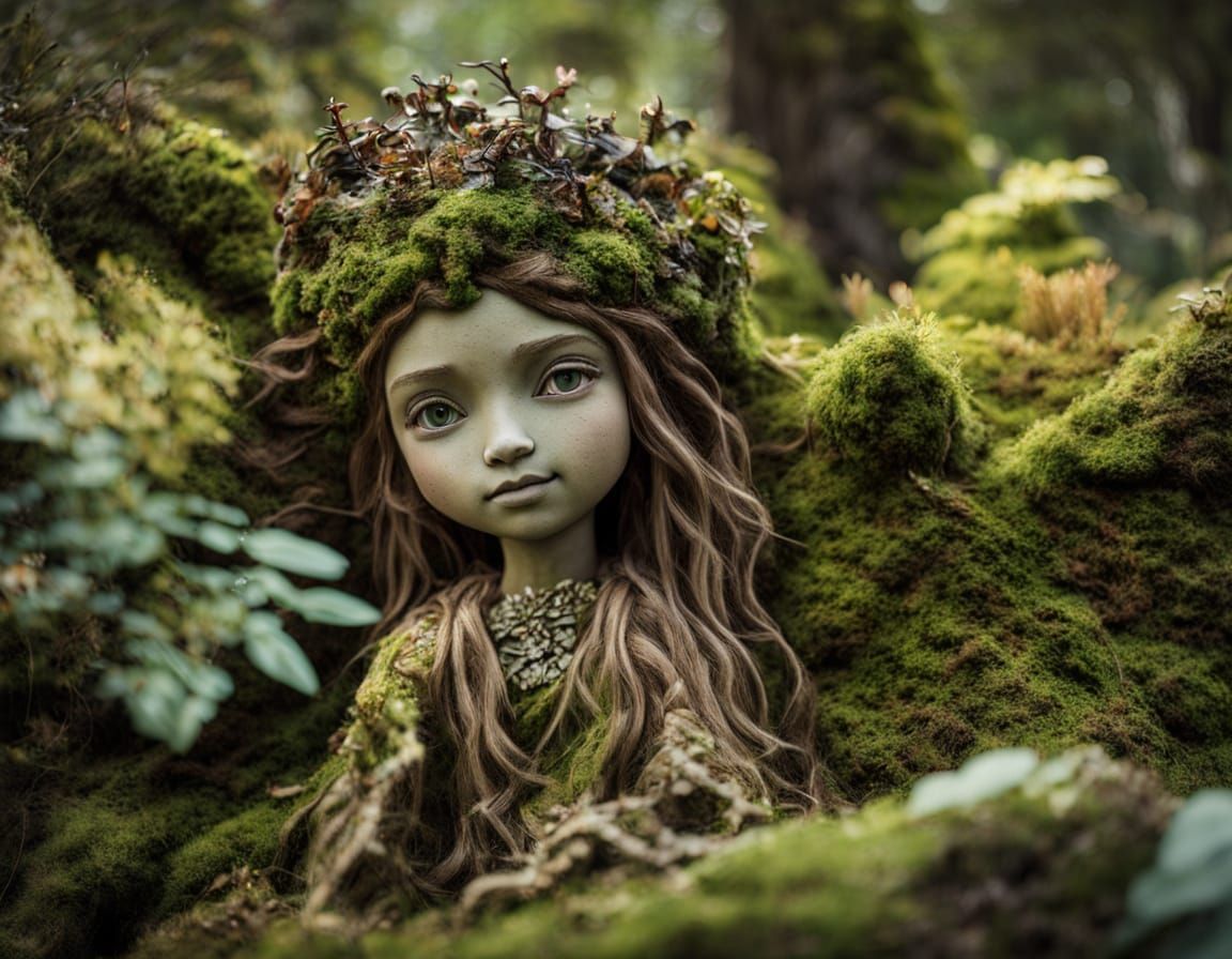 Cute Princess-Dryad in Whimsical Earthy Tones