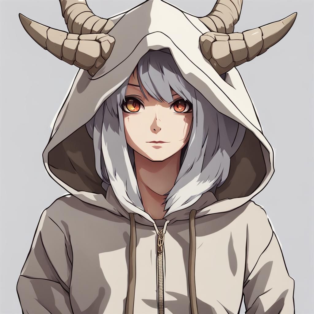 Anime Girl with Dragon Skull in Digital Art