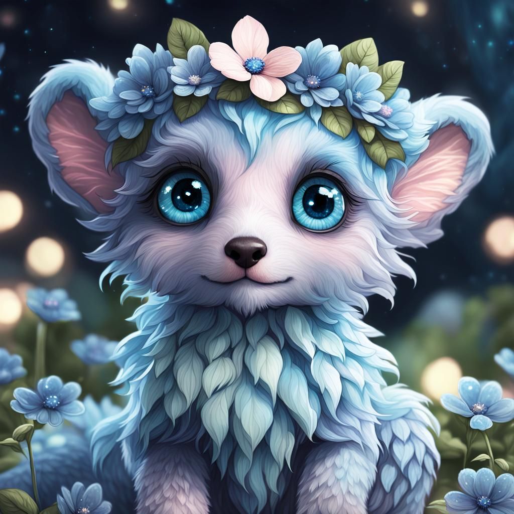 Pastel Fantasy Creature with Star Wings