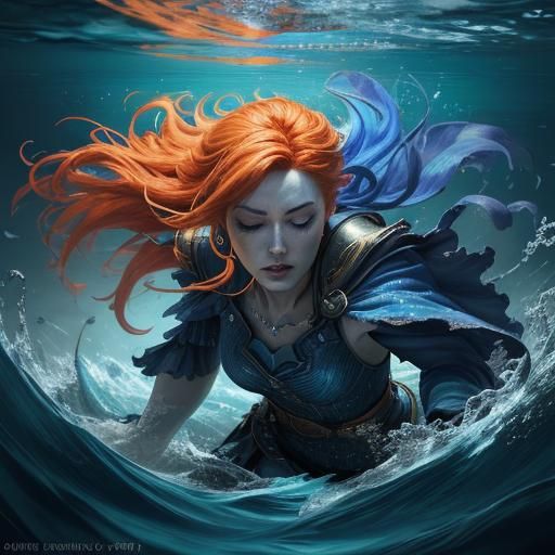 Underwater Woman in Flowing Dress: 3D Render