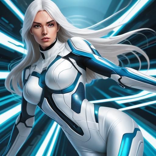 Woman in Sci-Fi Lab: Comic Book Art