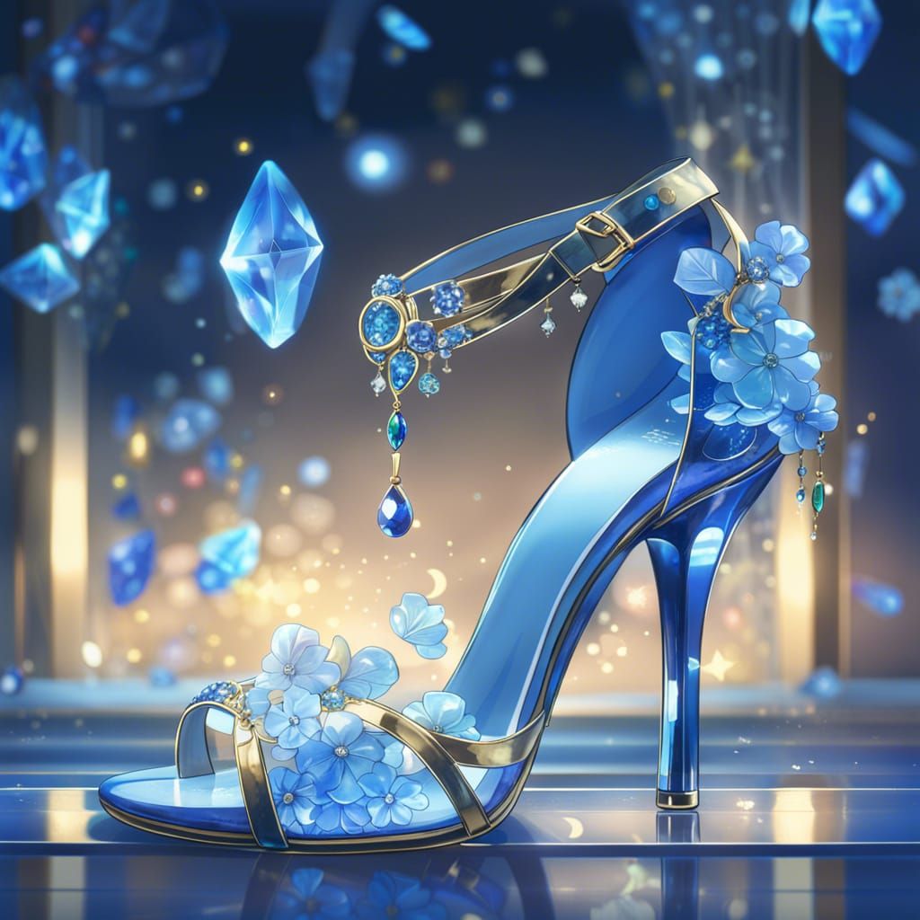 Crystal Flower High Heels in Anime Style