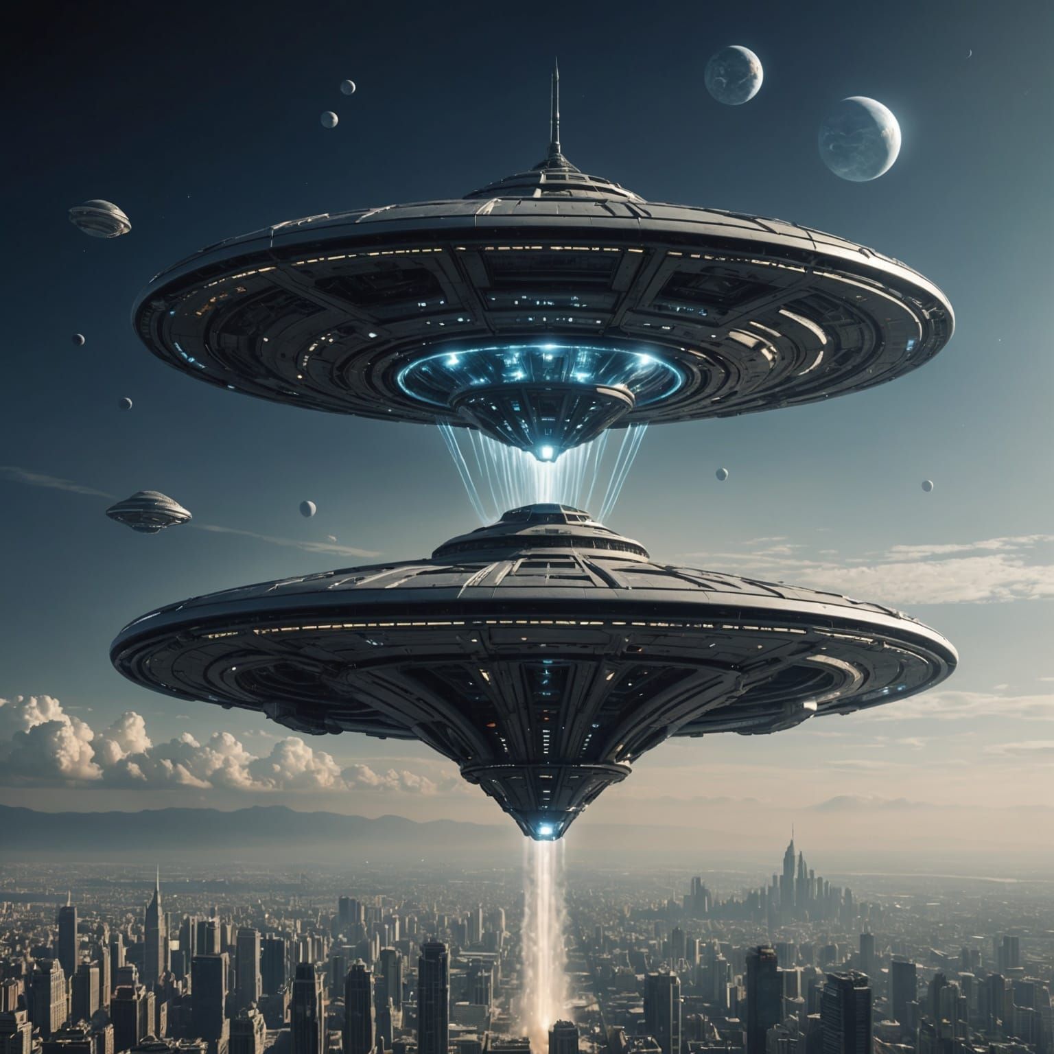 Alien Spaceship Gravity Attack on Humans