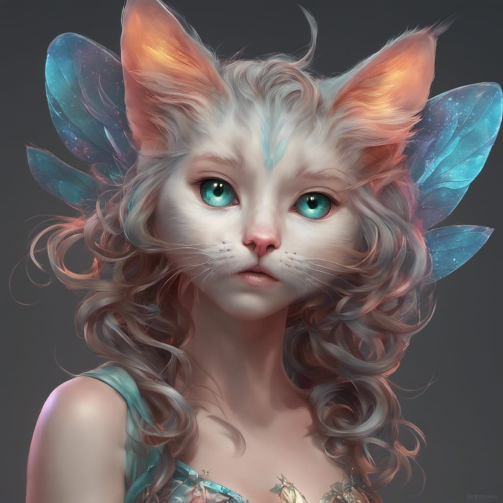 Kitten Fairy Hybrid Portrait in 8k Resolution