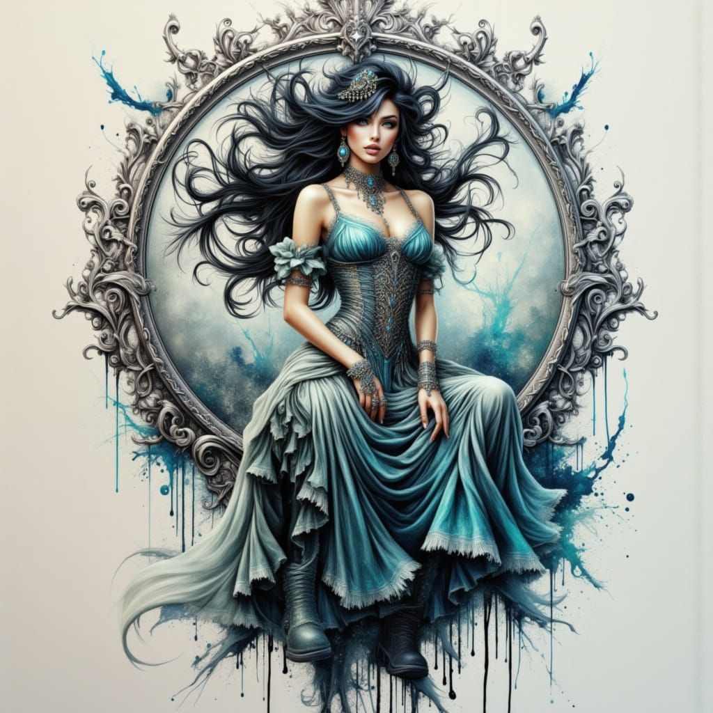 Mystical Bohemian Woman in Alcohol Ink Glasswork