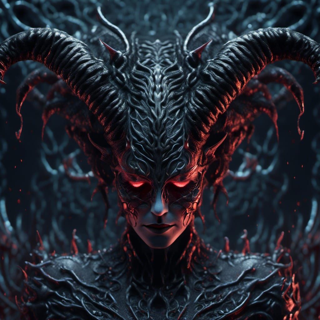 Liquid Demon Queen with Cobalt Electricity, CGI Art