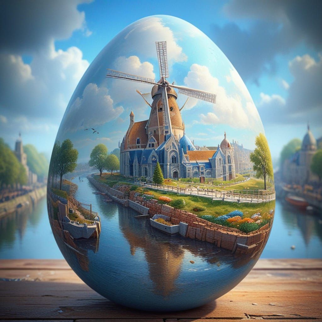 Surreal Sacré Coeur Inside Egg: Dreamlike Digital Art