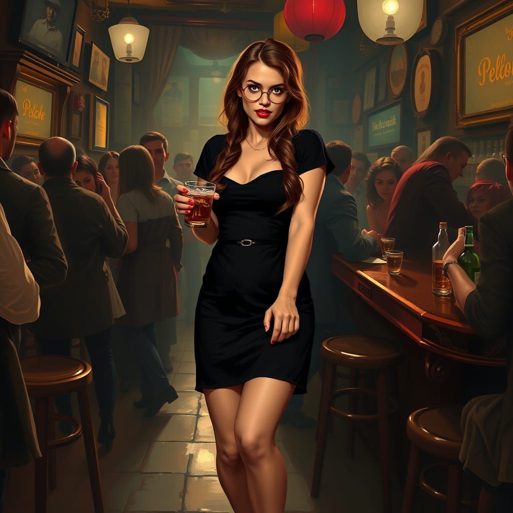 Woman in a Bar, Embracing a Carefree Night