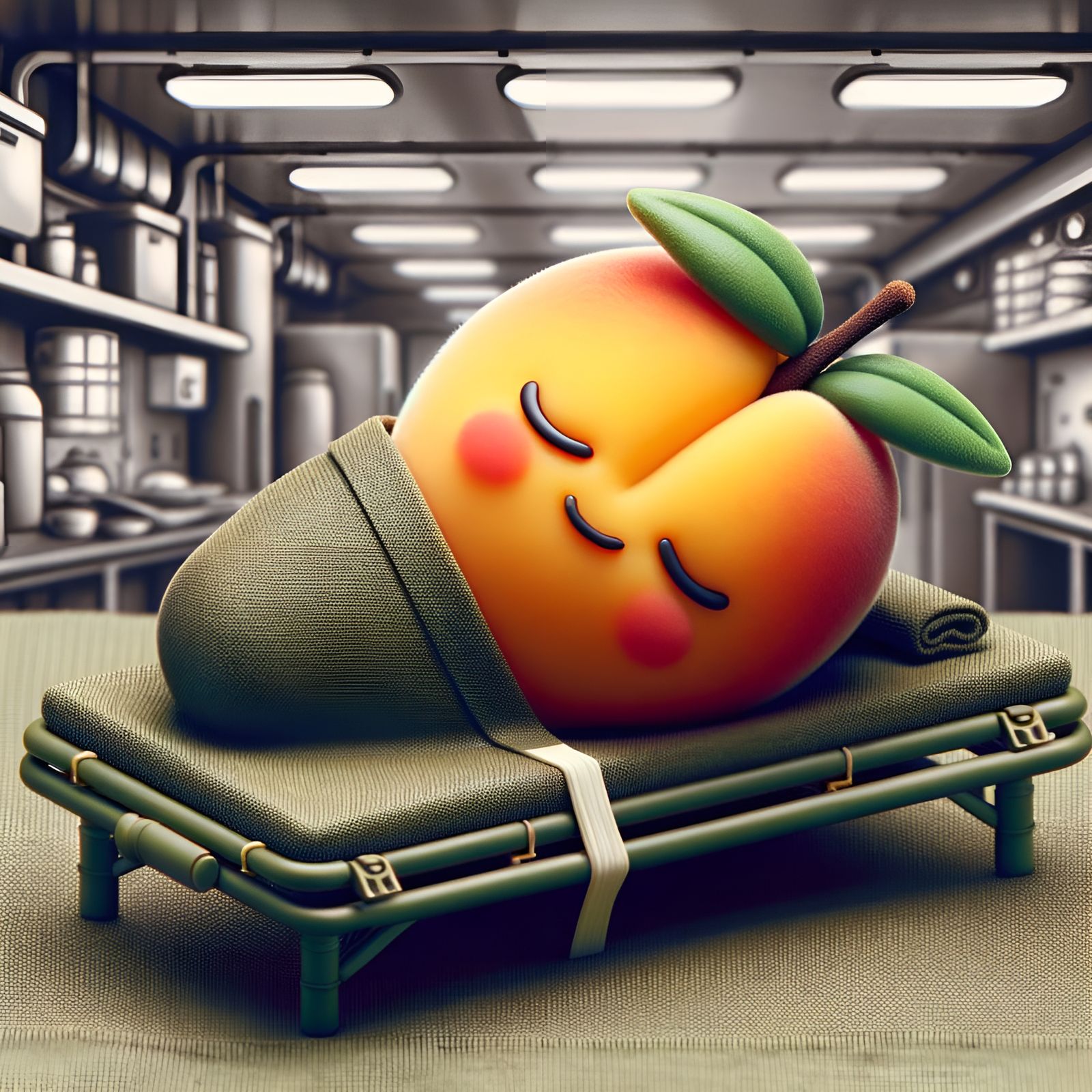 Cartoon Apricot Asleep in Detailed Oil Painting