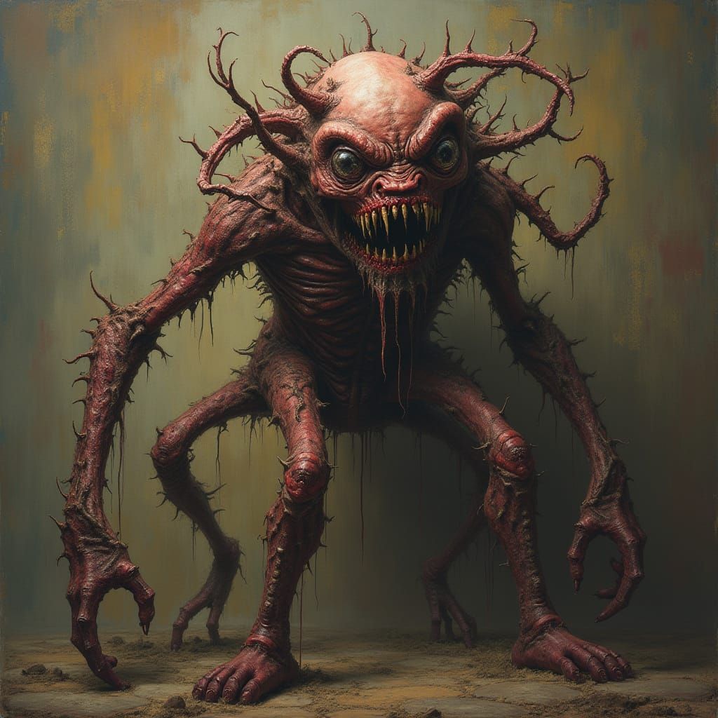 Twisted Humanoid Abomination in Vibrant Chaos