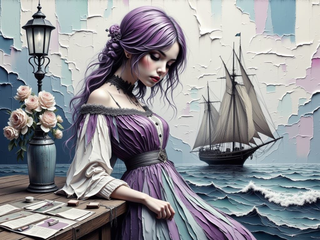 Mysterious Figure in Shadowy Coastal Landscape