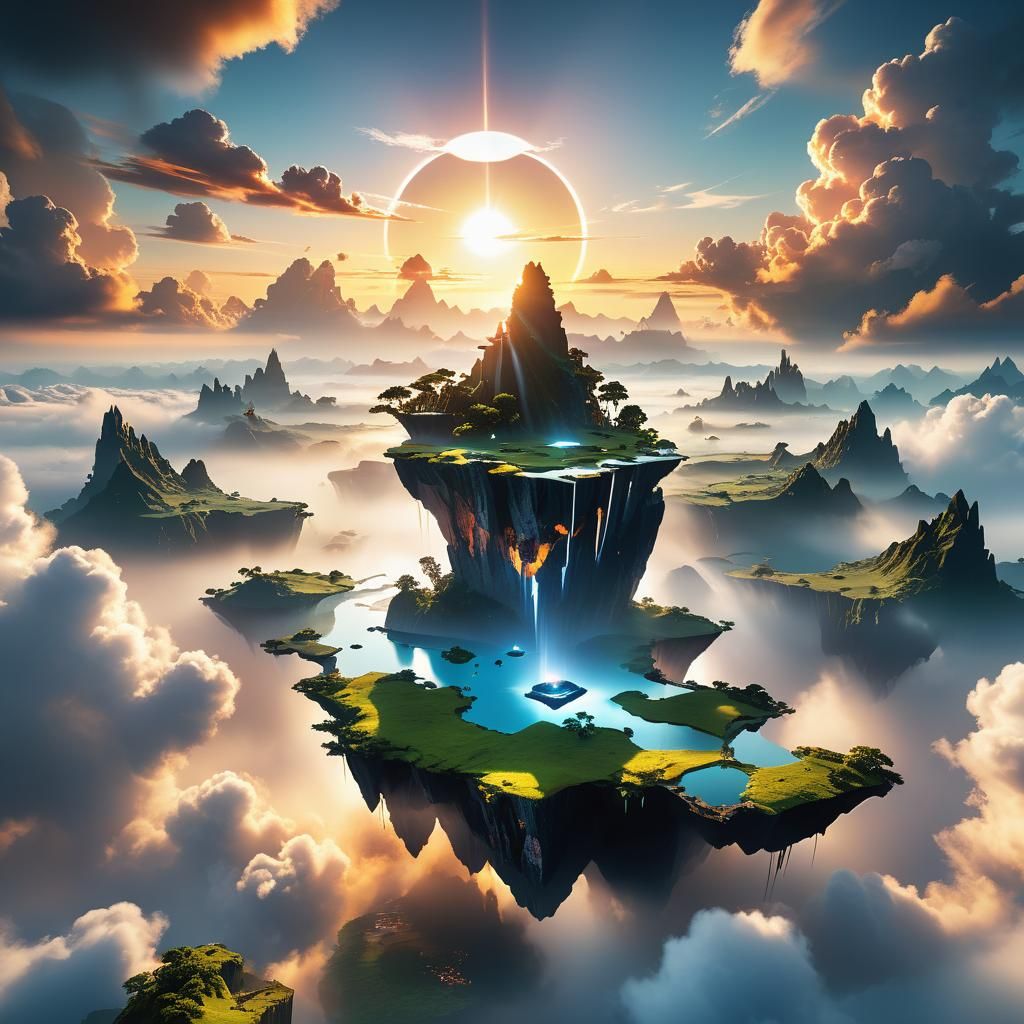 Floating Islands with Distorted Geometry in Digital Matte Pa...