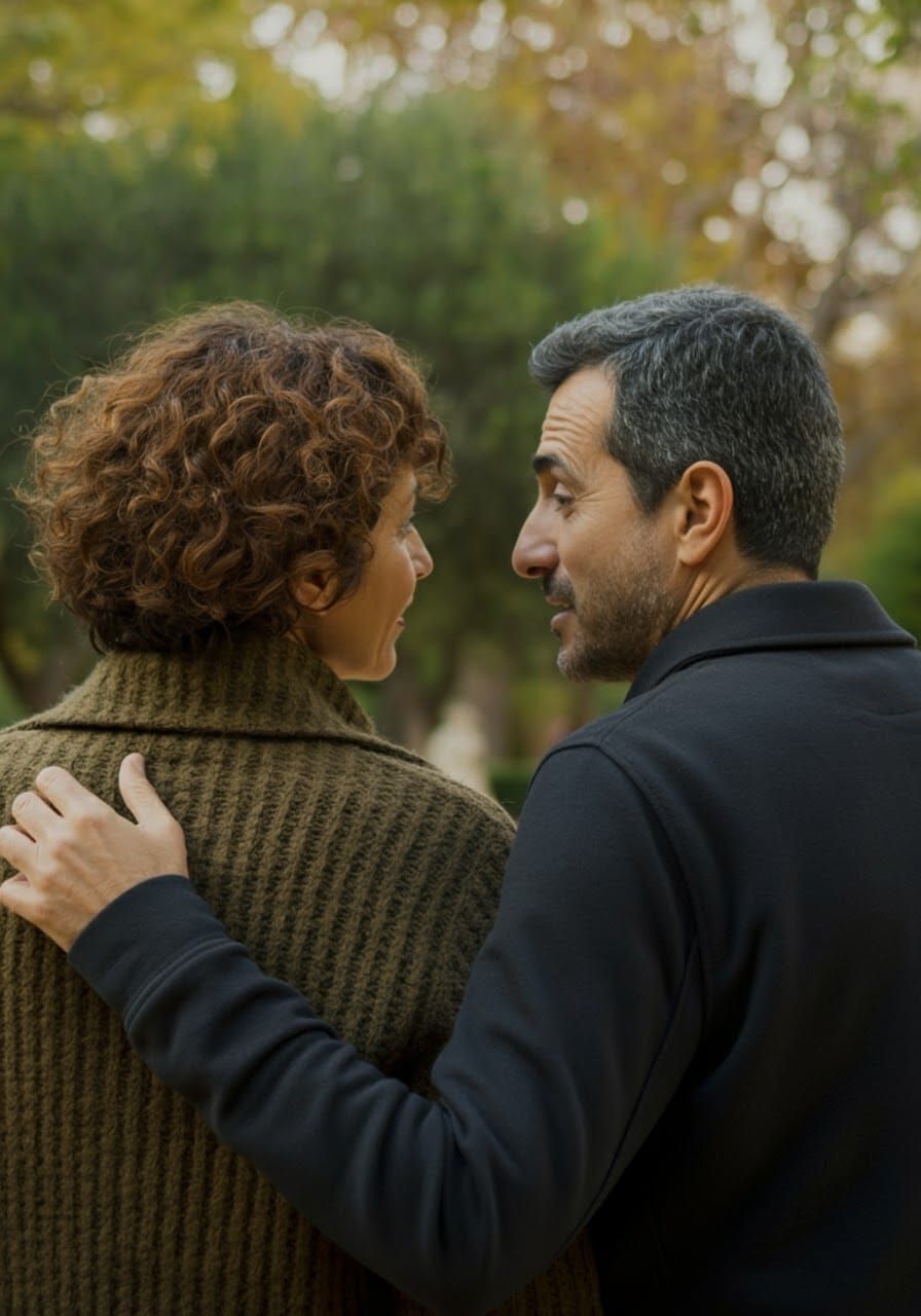 Spanish Couple in Mediterranean Park, DSLR Photography