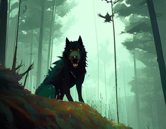 Dire Wolf Portrait in Anime Art Style