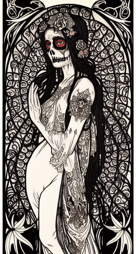 Art Nouveau Santa Muerte Illustration