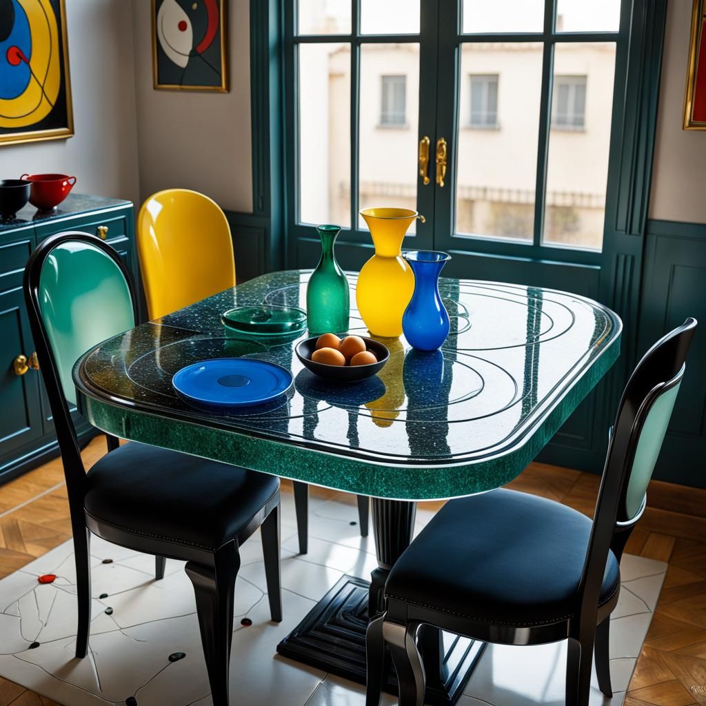 Kitchen Table in Art Deco Dada Style