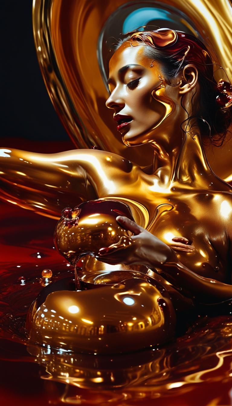 Surreal Cherry Gold Masterpiece Unfolds