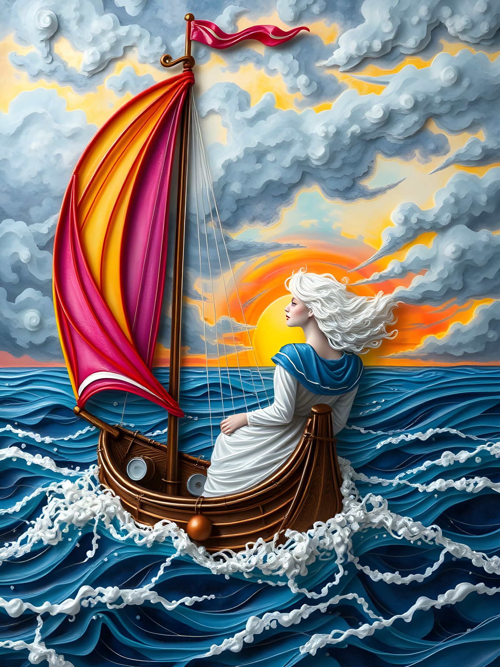 Resin Wire Art: Albino Sailor at Stormy Sunrise