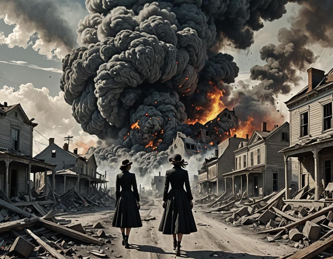 Surreal Disaster Devours a Town: Hyperrealistic Digital Art