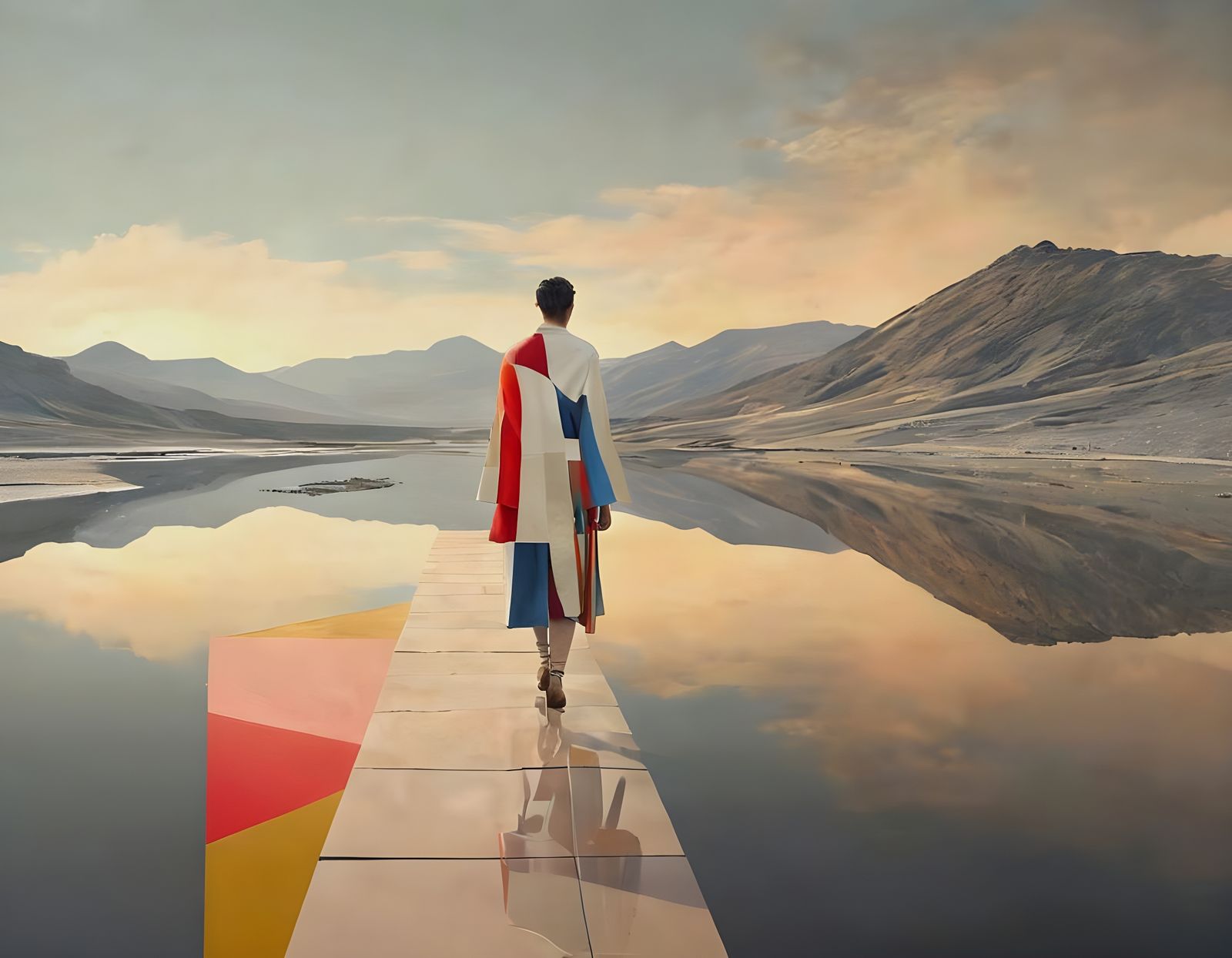 Surreal Landscape with Deconstructed Geometry