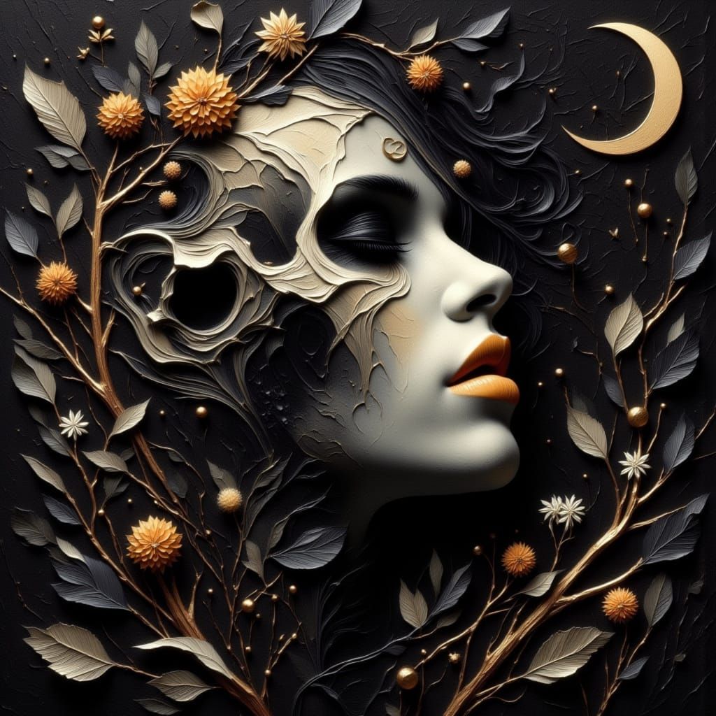 Intricate Portrait: Life and Decay Fusion