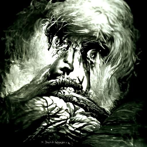 Post-Apocalyptic Adonis in Doré-Inspired Horror Art