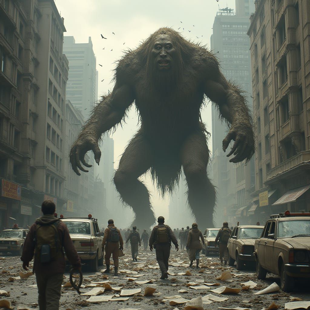 Abandoned City Under Siege by a Primordial Monster