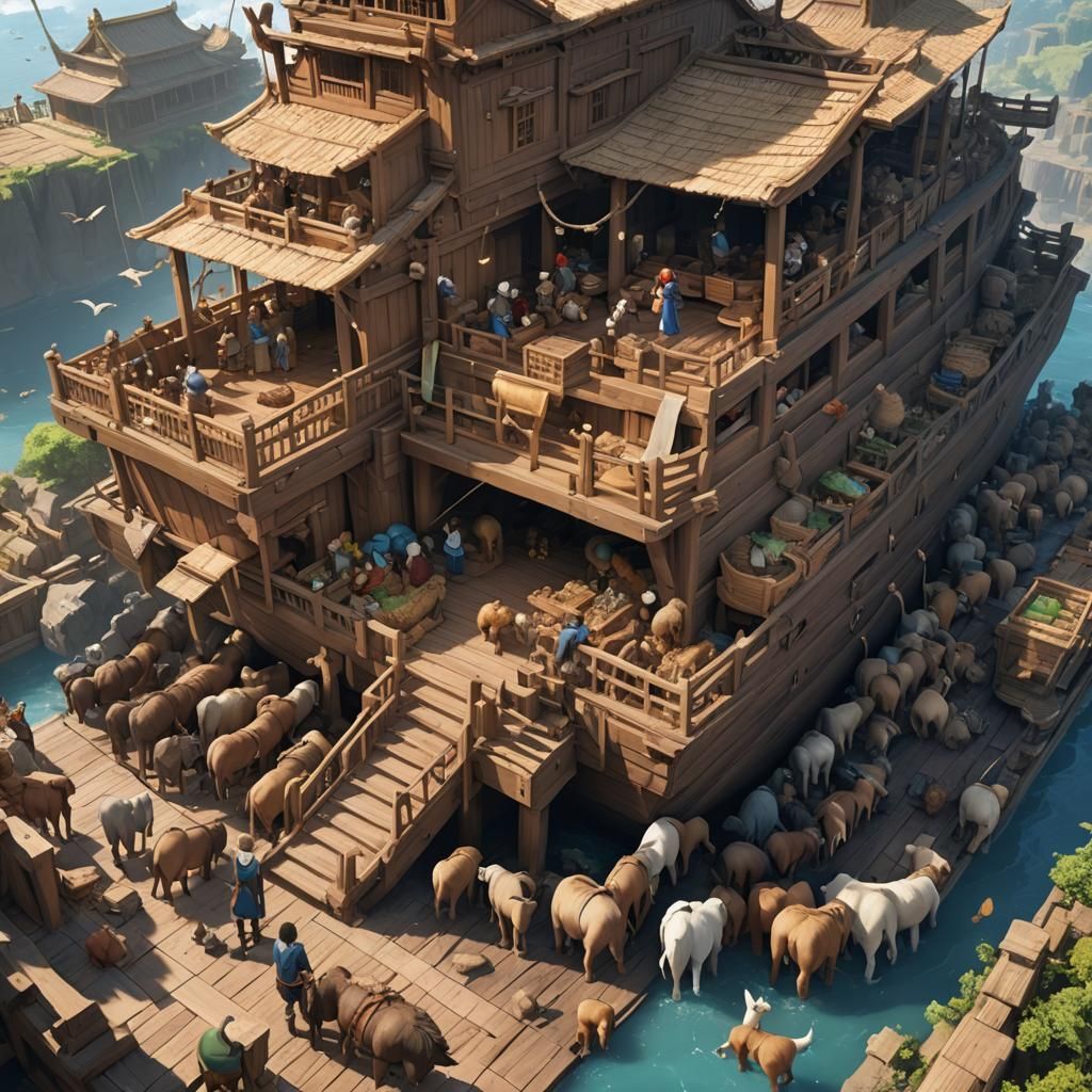 Noah's Ark in 3D Anime Style